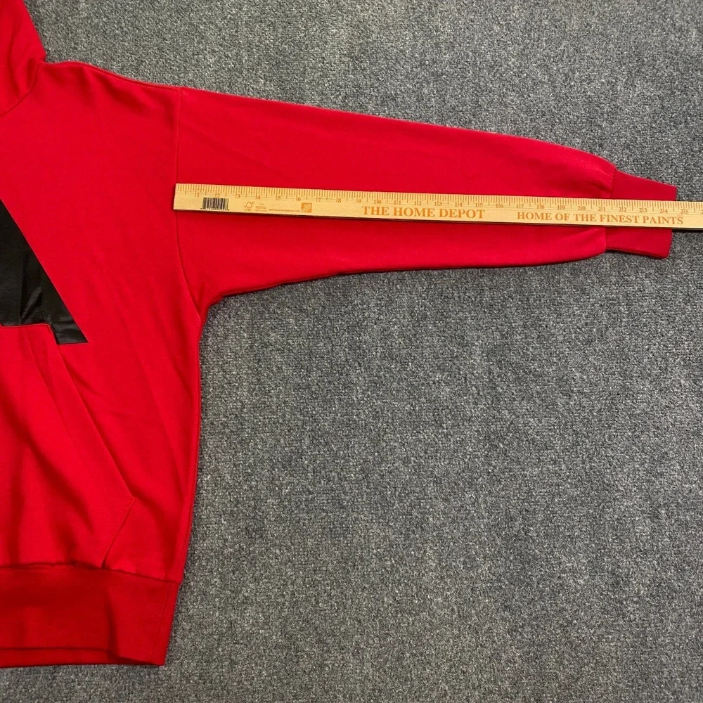 Adidas Trefoil Big Logo Sweatshirt Hoodie Adult Large Red Black  Fleece Pullover